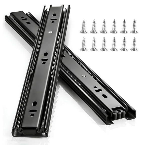 16 Inch Heavy Duty Full Extension Dresser Rails, Soft Close Drawer Slides Ball Bearing Kitchen Cabinet with Mounting Screws, Ball Bearing, Made of Cold-Rolled Steel, Rust Resistant