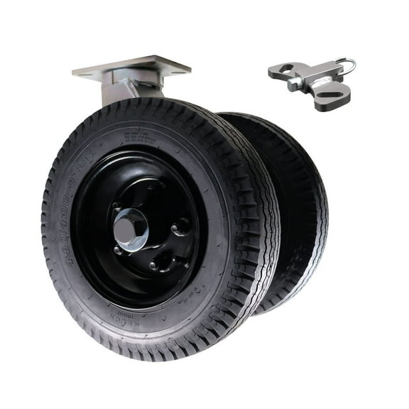 16 Inch Heavy Duty Pneumatic Dual Wheel Swivel Top Plate Caster with Swivel Lock