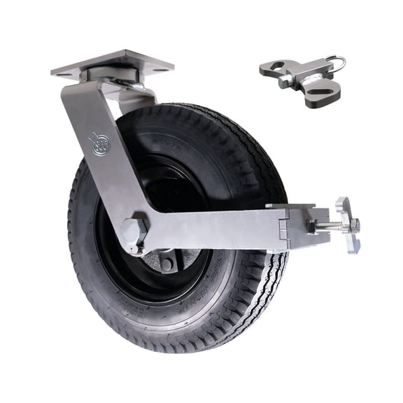 16 Inch Heavy Duty Pneumatic Swivel Top Plate Caster with Brake and Swivel Lock