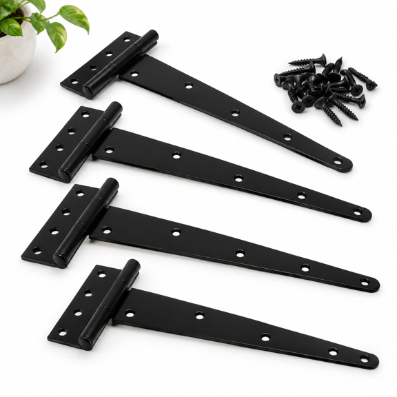 16 Inch Heavy-Duty Wrought Iron T-Hinges, Rust Resistant For Shed Barn And Fence Gates