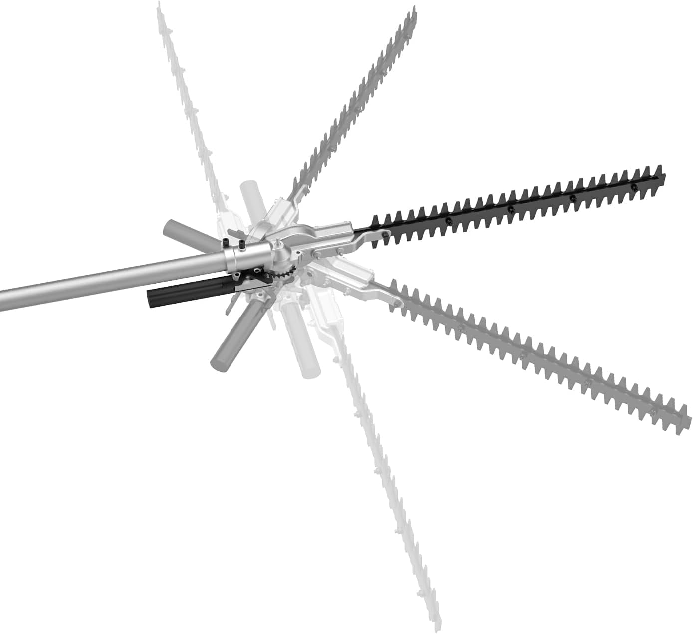 16-Inch Hedge Trimmer Attachment with 180° Swivel Head, Heavy Duty Dual-Action Cutting Blade Compatible with Gas-Powered Trimmers