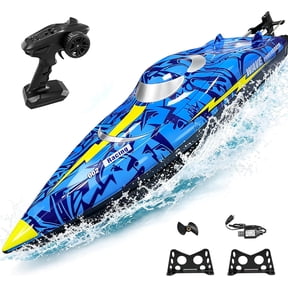 16 Inch High-Speed Brushless RC Boat for Adults & Kids, 40+ KPH Large Fast Remote Control Boat for Pools, Lakes & Rivers, with LED Lights, Waterproof Design, Auto Flip