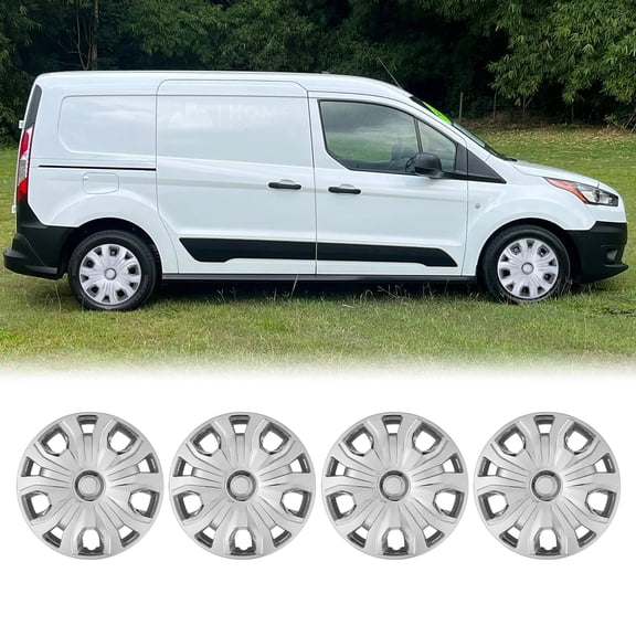16 Inch Hubcaps Fit for 2014-2023 Ford Transit Connect, Wheels Rim Cover Replacement Compatible with Ford Transit Connect 16 Inch Steel Wheels, PP Material Hub Caps Set of 4 (16-Inch, Chrome)