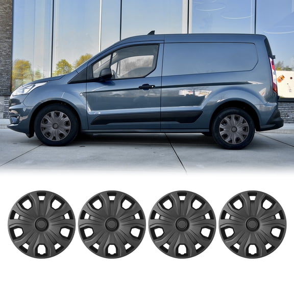 16 Inch Hubcaps Fit for 2014-2023 Ford Transit Connect, Wheels Rim Cover Replacement Compatible with Ford Transit Connect 16 Inch Steel Wheels, PP Material Hub Caps Set of 4 (16-Inch, Matte Black)