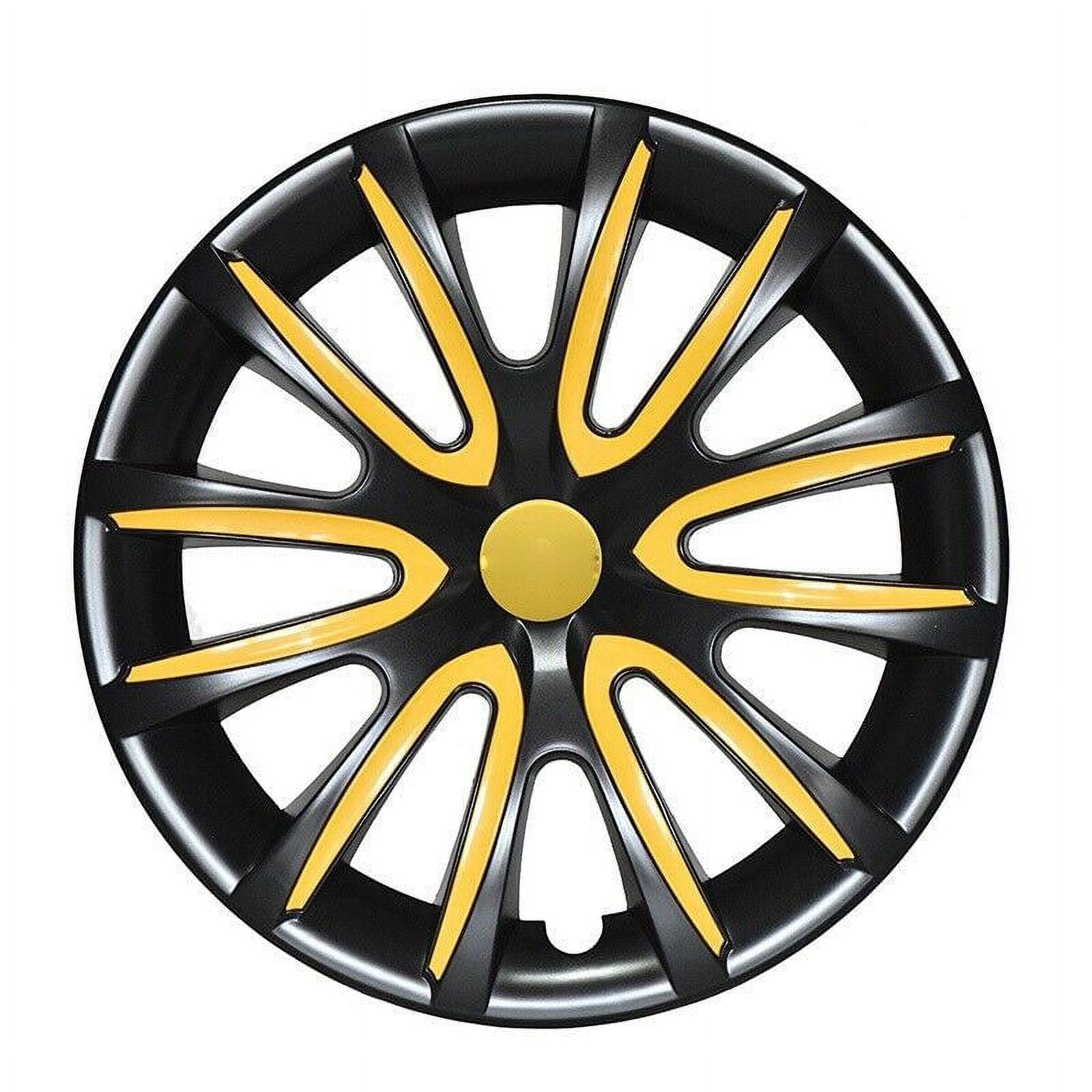 16" Inch Hubcaps Wheel Rim Cover Black & Yellow for Honda Pilot 4pcs