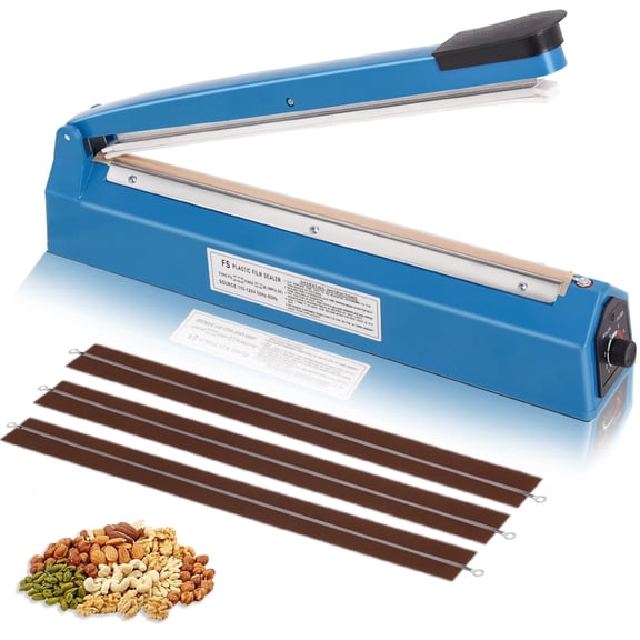 16 Inch Impulse Heat Sealer Machine For Plastic Bags Pe Pp And Paper Bag Cookie Manual Poly Hot Seal Sealing With Extra Replace Element Grip