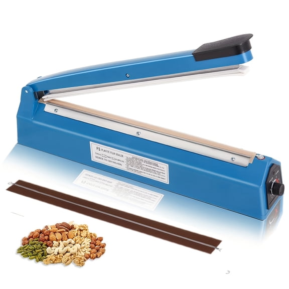 16 Inch Impulse Heat Sealer Machine for Plastic Bags PE PP Bags And Kraft Paper Bags, Cookie Sealer, Manual Poly Hot Seal Sealing Machine with Extra Replace Element Grip
