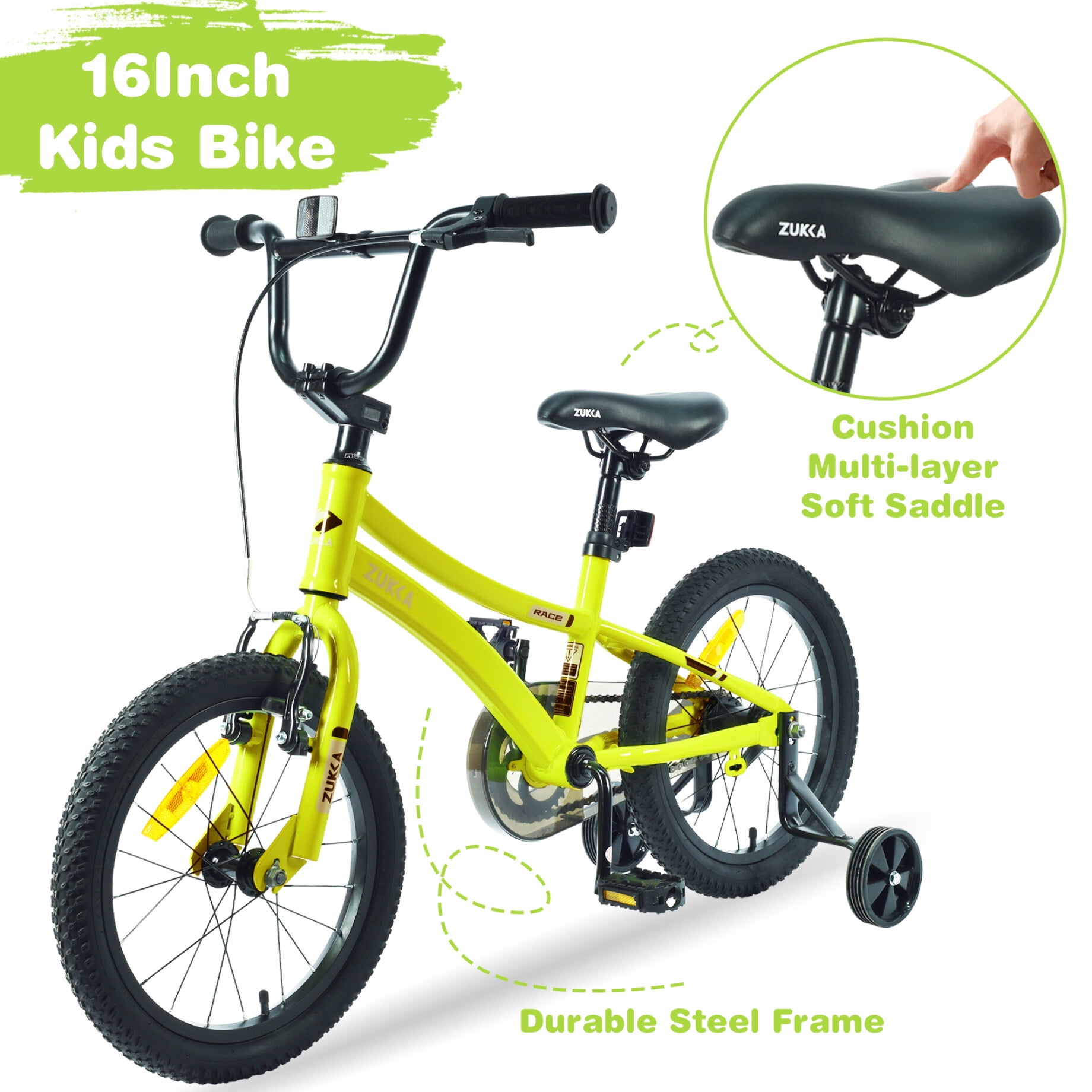 16 Inch Kids Mountain Bike with Training Wheels for Boys Girls Kids Bike with Anti Skid Tires Front V Brake and Coaster Brake Walmart