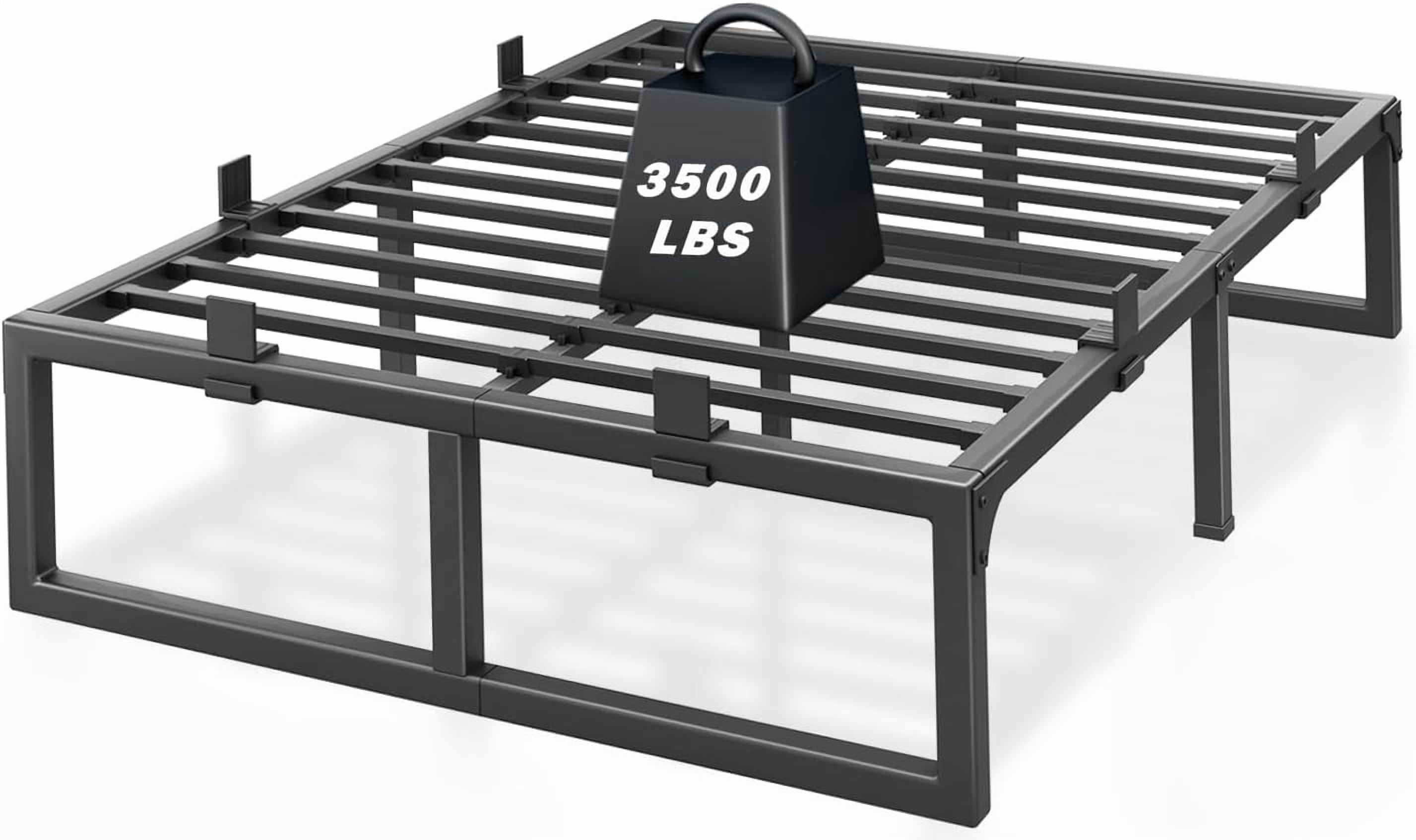 16-Inch King Size Metal Platform Bed Frame with Squeak-Free U-Slot Design, 3500 lbs Capacity, Under Bed Storage, Black