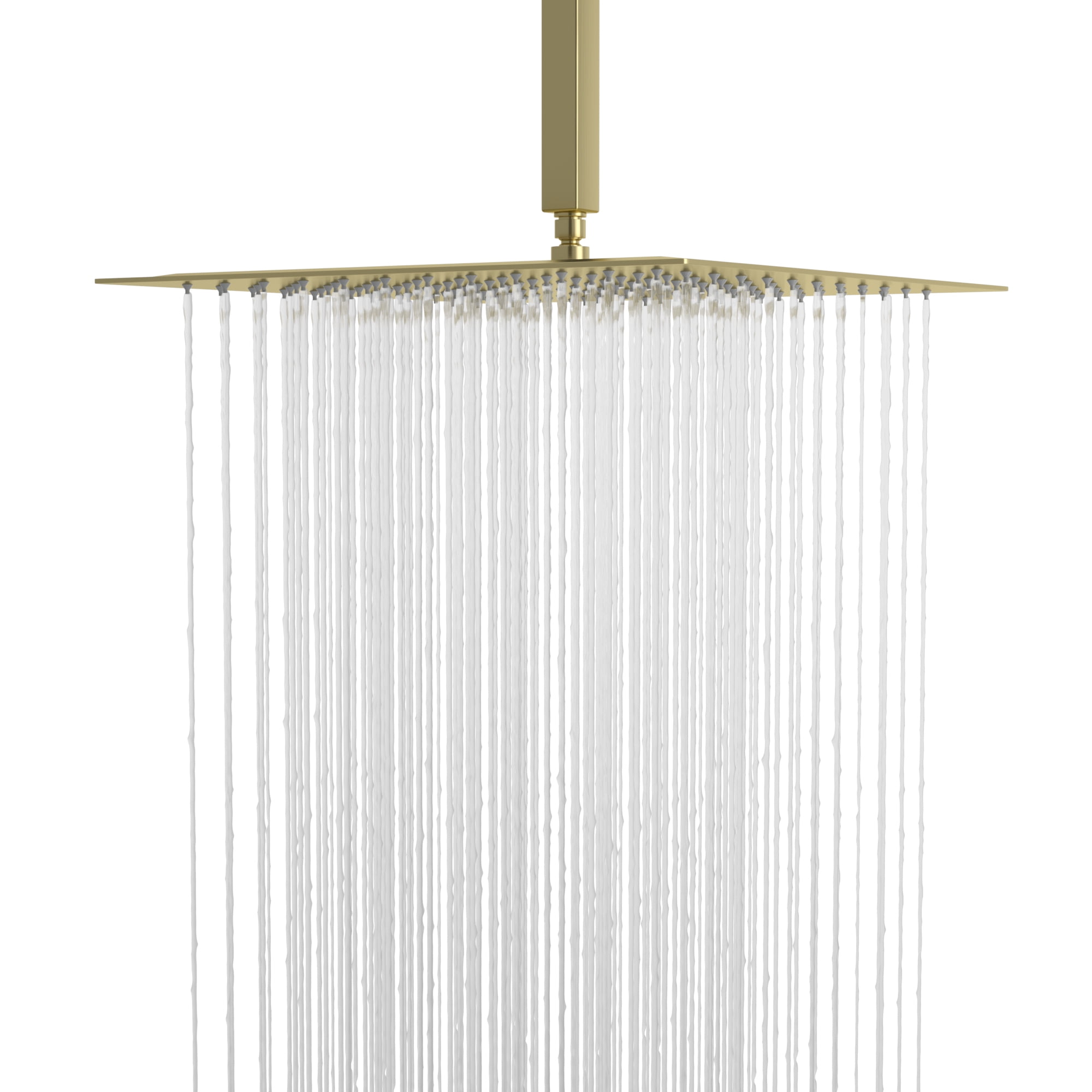 16 Inch Large Brushed Gold Rain Shower Head Modern Ultra-Thin Square Stainless Steel Bathroom Shower Head, Adjustable Angle