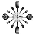 thumbnail image 1 of 16 Inch Large Kitchen Wall Clocks with Spoons and Forks,3D Tableware Wall Clock Room Home Decoration(Black), 1 of 6