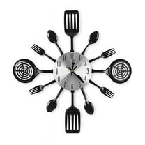 16 Inch Kitchen Wall Clocks with Spoons and Forks(Black)