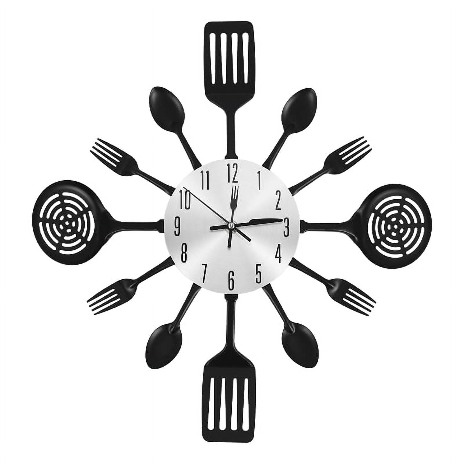 16 Inch Large Kitchen Wall Clocks with Spoons and Forks,3D Tableware