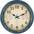 thumbnail image 1 of 16 Inch Large Outdoor Clock with Thermometer and Hygrometer Combo, Waterproof Rustic Vintage Indoor Outdoor Wall Clocks for Patio, Pool, Garden Decor- Blue, 1 of 9