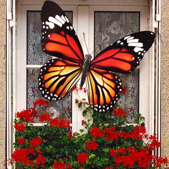 16 Inch Large PVC Butterfly Wall Decor Peel and Stick Garden Fence Art
