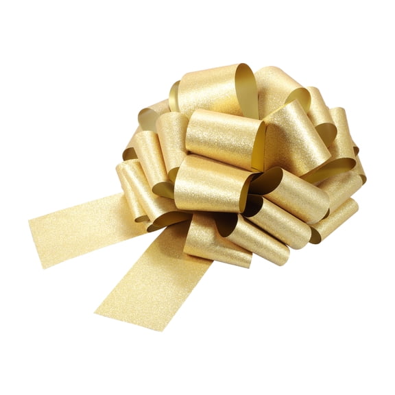 16 Inch Large Pull Bow Glitter Gift Wrapping Big Pull Bows Ribbon Gold for Wedding Baskets Presents Christmas Party