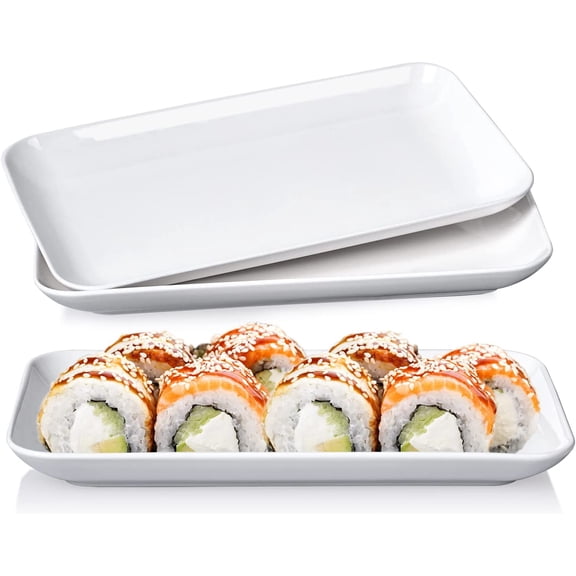 16 Inch Large Serving Platter Set of 3, White Porcelain Platters for Serving Food - Rectangular Serving Trays for Party Entertaining, Oven Safe to 590 ° F, Dinnerware