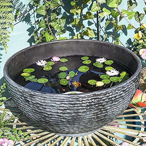16 Inch Large Size Water Plant Pot, Miniature Landscaping Succulent Planter, Fish Bird Water Tank, Low & Small Fountain Base Pot, Marble Texture Touch Vegetable Pot, Outdoor Balcony Flowerpot