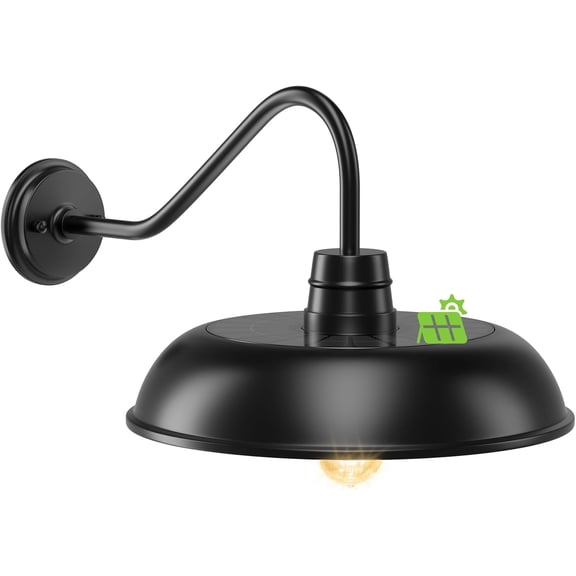 16 Inch Large Solar Barn Light Outdoor, Dusk to Dawn Gooseneck Barn Lights, Solar Powered Exterior Light Fixtures, Industrial Farmhouse Exterior Wall Sconce Long Runtime for House Barn Garage Shed