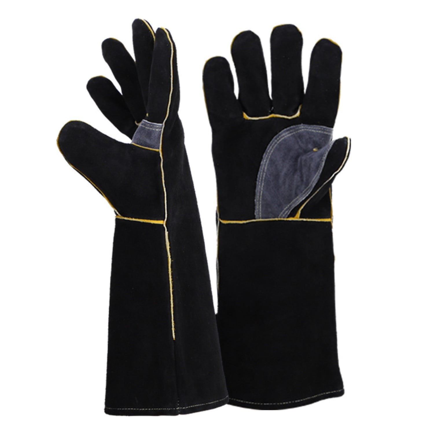 16 inch Leather Welding Gloves, Large Black Fireproof and Heat ...
