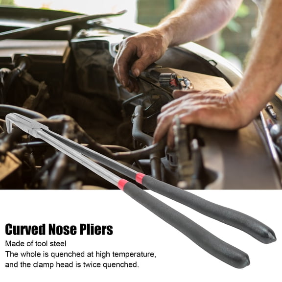 16 Inch Long Handle Curved Nose Pliers with 90 Degree Angled Jaws for Electronics and Wire Repair 400mm 16in