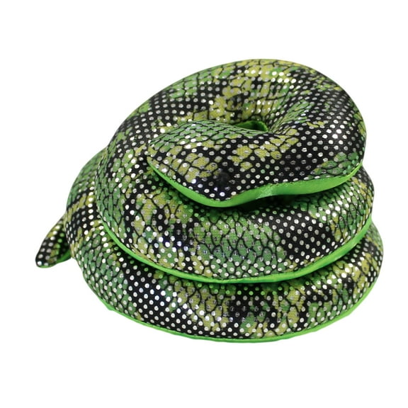 16 Inch Long Sand Filled Green Glitter Plush Snake Toy/ Paperweight (6 Pack)