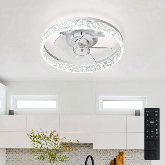 Depuley 16-Inch Low Profile Ceiling Fan with Light - Ultra-Quiet <30dB, App & Remote Control, Dimmable 3 CCT LED, Flush Mount for Bedroom，in White