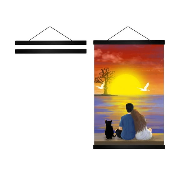 16 Inch Wide Poster Hanger Frame, Magnetic Wood Display for 16x20 16x24 22 Prints Photos Artwork, Easy Hang Kit, Black