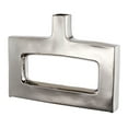 thumbnail image 1 of 16 Inch Modern Vase, Artisanal Keyhole Design, Metallic Silver Stoneware- Saltoro Sherpi, 1 of 9