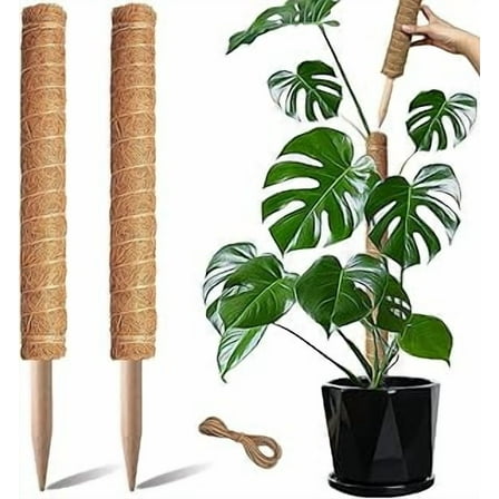 16 Inch Moss Pole, Stackable Moss Poles for Climbing Plants Monstera, Tall Plant Sticks Accessories, Large Coir Plant Support Stakes for Potted Plants Indoor, Pothos, Philodendron, 1-Pack