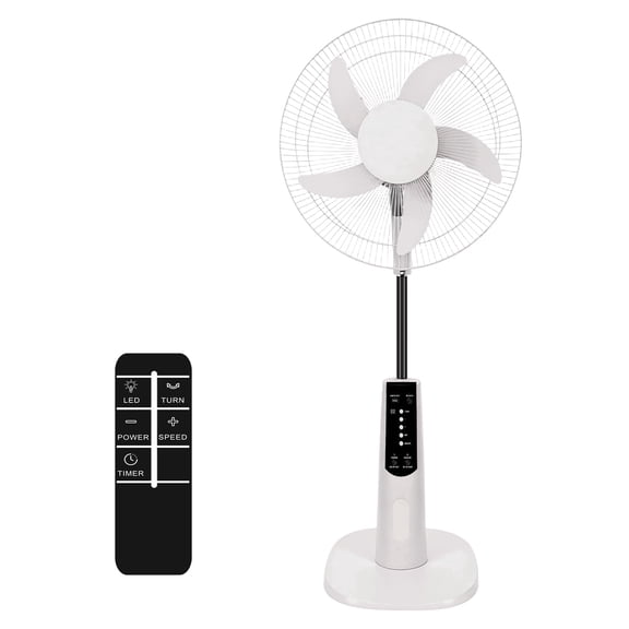 ICYBER BOOM 16 inch Rechargeable Pedestal Fan, Cordless with 5 Speeds, 120° Oscillation, 35dB Quiet, Remote & LED, Adjustable Height, Black