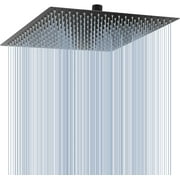 16 Inch Oversize Stainless Steel Rain Shower Head- Matte Black High Pressure Shower Head,Square Rainfall Showerhead- Waterfall Full Body Coverage- Universal Ceiling or Wall Mount,Matte Black