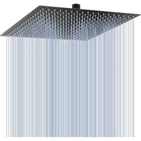 16 Inch Oversize Stainless Steel Rain Shower Head- Matte Black High Pressure Shower Head,Square Rainfall Showerhead- Waterfall Full Body Coverage- Universal Ceiling or Wall Mount,Matte Black