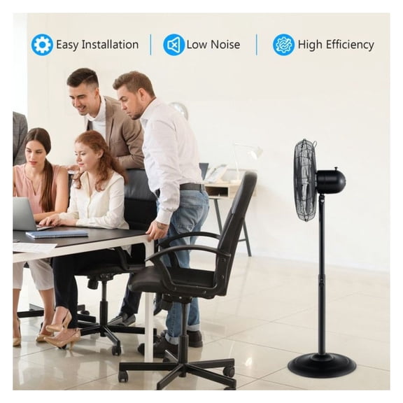 16 Inch Pedestal Fan Oscillating, 3 Speed Adjustable Height Standing Fan for Bedroom, Living Room, Metal Floor Fan with 75° Oscillation & Remote