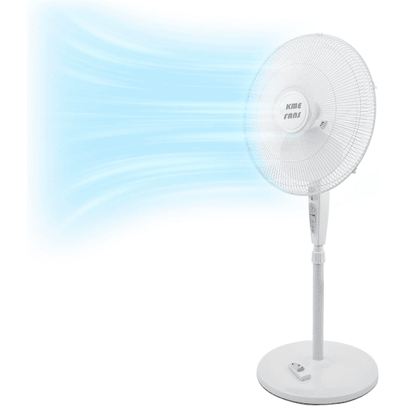 16-Inch Pedestal Fan – Quiet Oscillating Stand Fan with 3 Speeds to acheive comfort zone, Adjustable Height and Tilt, 90° Air Circulation for Bedroom, Home, or Office