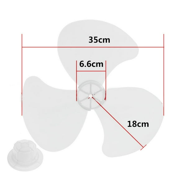 16 Inch Plastic Fan Blade Replacement, 3 Leaves with Nut Cover for Standing and Table Fans, White