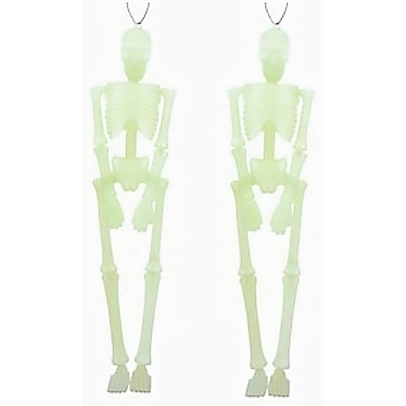 16 Inch Plastic Glow In The Dark Hanging Halloween Skeletons Scary (Pack of 2)