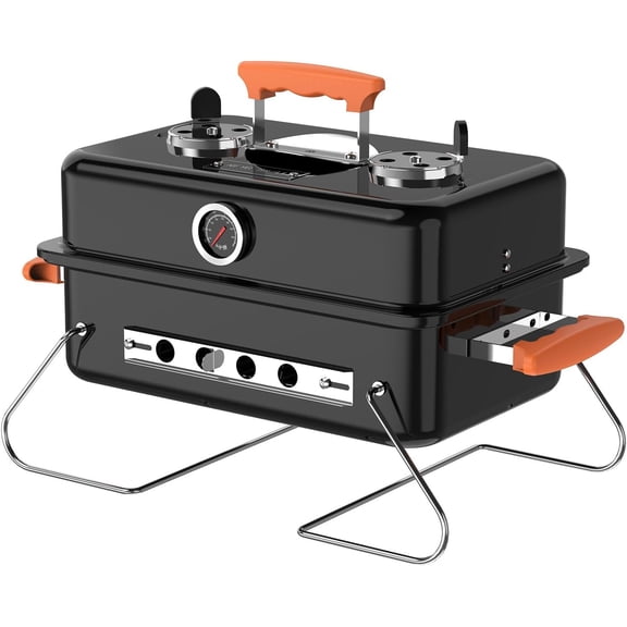 16-Inch Portable Charcoal s, 168 Sq. In. Dual Vent Control Camping BBQ s with Foldable , Lid Compact Outdoor for Backyard, Tailgate, Boat