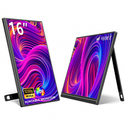 16 Inch Portable Monitor for Laptop, 1920x1200P Ultra-Slim FHD IPS 1610 External Display, 100% sRGB Aluminum Stand, USB-C/Mini HDMI, Use for PC, Phone, Office Black