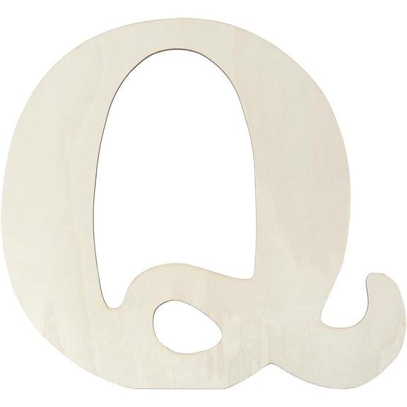 16 Inch Q Wood Wooden Alphabet Letters Large White Thick 4mm Q Words Unfinished Piece Board Wood Letter Cutouts for Decorating DIY Crafting Wedding Birthday Party Home Decoration