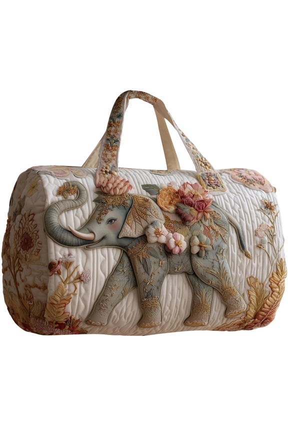 16 Inch Quilted Floral Animals Duffel Bag, Vintage Floral Animal Print Gym Bag, Professional Bohemian Travel Weekender, Aesthetic Hippie Style Carry-On for Women, Multicolored(A, 16*8*8 Inch)