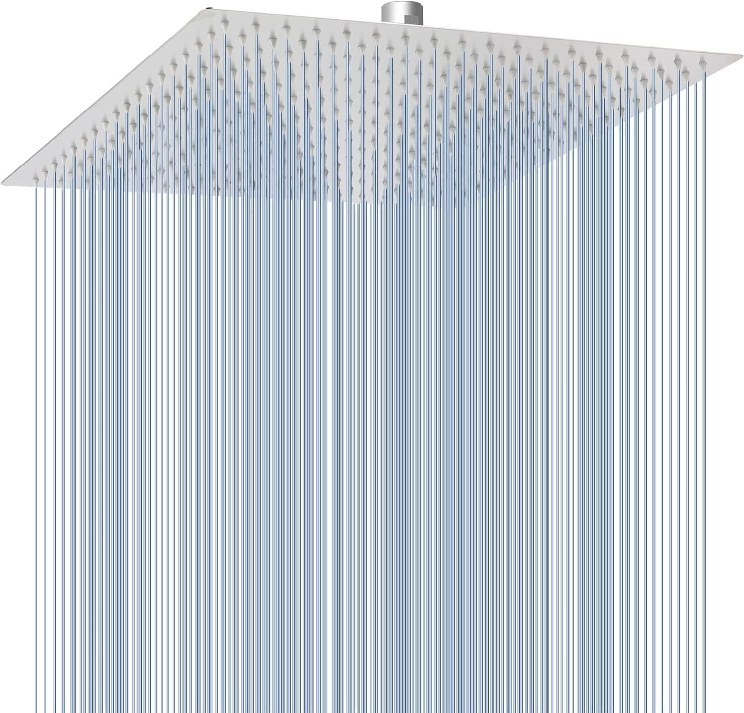 16 Inch Rain Shower Head High Flow Square Rainfall Showerhead Brushed Nickel