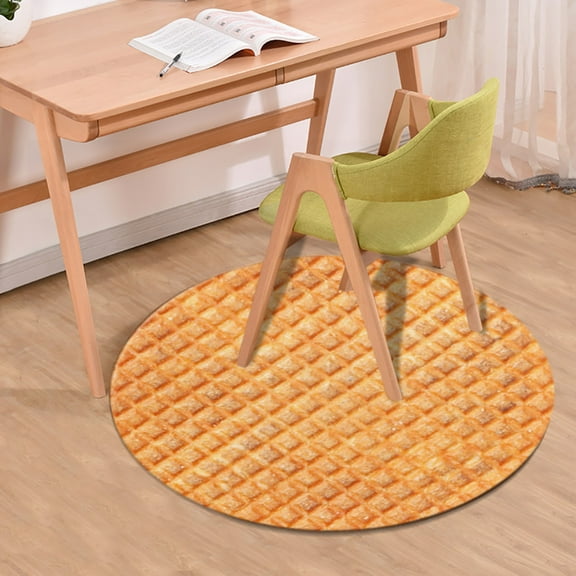16-Inch Realistic Food Snack Round Chair Cushion, Creative Cookie & Biscuit Pattern Floor Mat, Non-Slip Crystal-Velvet Area Rug for Computer Chairs and Vanity Stools, Novelty Bedroom Accent Mat
