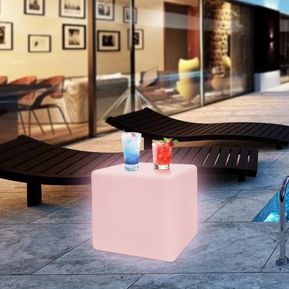 16 Inch Rechargeable LED Color Changing Cube Chair Light, Waterproof RGB Color Changing LED Light Cube Seat Stool Side Table w/Remote for Party Mood Lamp Night Romantic Decorative Lighting