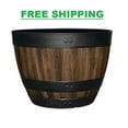 thumbnail image 1 of 16 Inch Resin Barrel Planter Indoor Outdoor Garden Decor Large Flower Plant Pot, 1 of 6