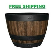16 Inch Resin Barrel Planter Indoor Outdoor Garden Decor Large Flower Plant Pot