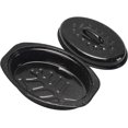 16 Inch Roasting Pan with Lid - Covered Oval Roaster - Enamel Carbon ...