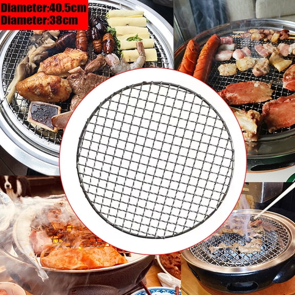 16 Inch Round Barbecue Grill Net Stainless Steel Mesh Rack Grid Grate Steam Net Silver Round