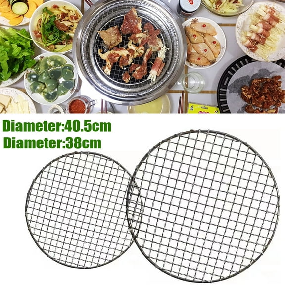 16 Inch Round Barbecue Grill Net Stainless Steel Mesh Rack Grid Grate Steam Net Silver for Family Gatherings, Family Barbecues, Friend Gatherings