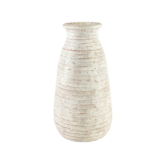 16-Inch Rustic Ceramic Vase with Textured Finish